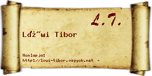 Löwi Tibor névjegykártya