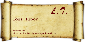 Löwi Tibor névjegykártya